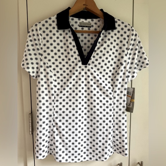 NWT PGA Tour UPF50 Sun Protection Sweat Wicking Polo, navy/white, MSRP $65, S - Picture 1 of 6